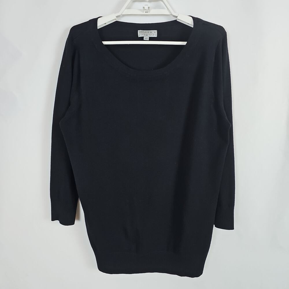 Joseph A Black Large Women's Rayon Long Sleeve Pullover Sweater Scoop Neck Top